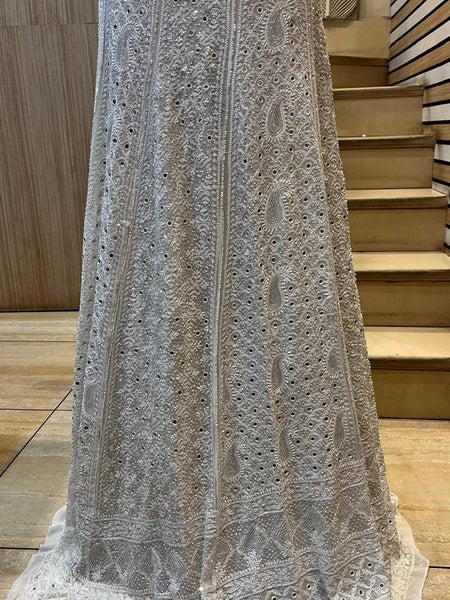 Pure Georgette Bridal Lehenga with Pearl, Sequin & Mirror Work