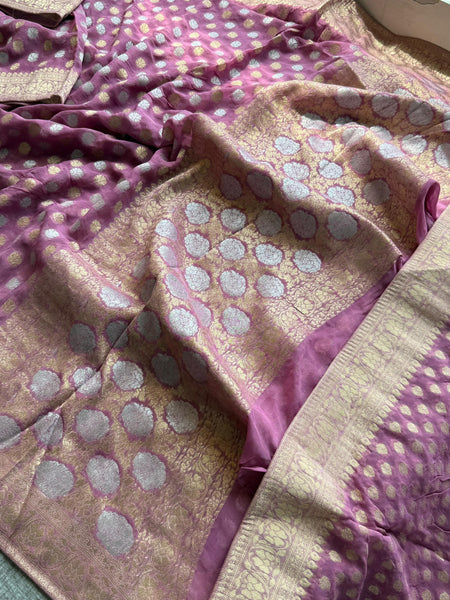 Pure Khaddi Georgette Banarasi Silk Saree in Traditional Weaving Design