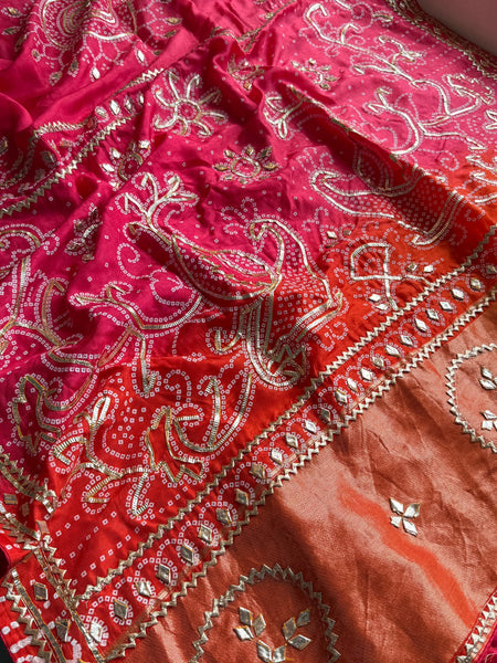 Pure Munga Silk Saree with Traditional Sikhiya Gotapatti Work