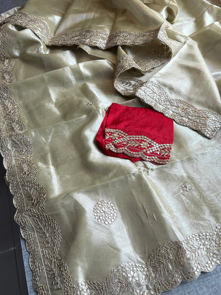 Handloom Tissue Silk Wedding Saree with Gotapatti & Sequins Detailing 7