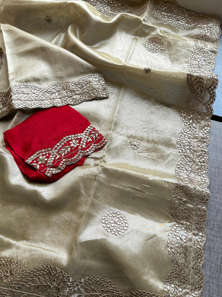 Handloom Tissue Silk Wedding Saree with Gotapatti & Sequins Detailing 7