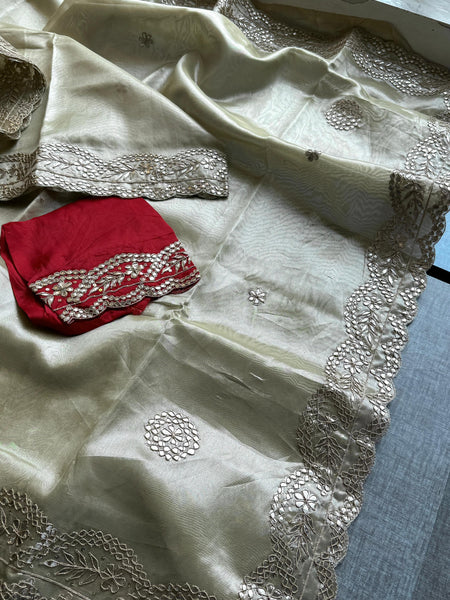 Handloom Tissue Silk Wedding Saree with Gotapatti & Sequins Detailing 7