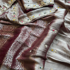 Khaddi Georgette Banarasi Silk Saree with Zardozi & Gotapatti Detailing