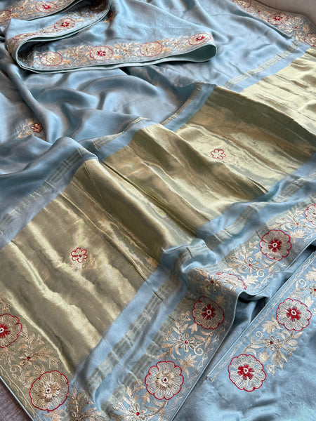 Pure Gajji Silk Banarasi Saree with Zardozi & Gotapatti Work