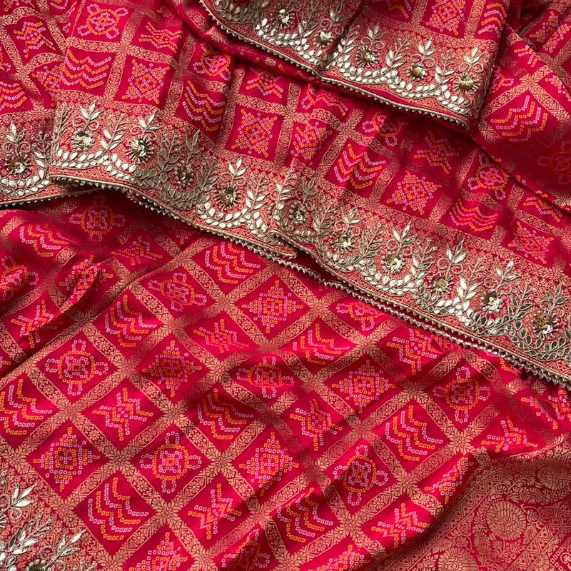 Pure Silk Ghatchola Wedding Saree with Handwork Zardozi & Sequins