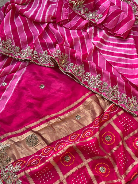 Pure Silk Wedding Saree with Handwork Gotta Patti, Zardozi & Sequins