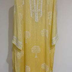 Pure Mul Chanderi Kurta Dupatta Set with Sequins & Katdana Work