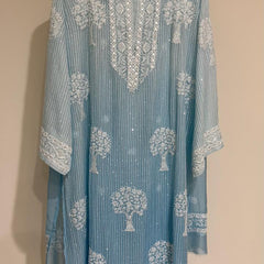 Pure Mul Chanderi Kurta Dupatta Set with Sequins & Katdana Work