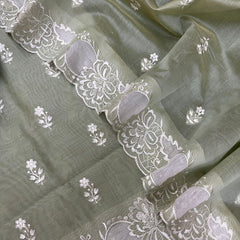 Banarasi Chanderi Appliqué Embroidery Cotton Suit with Dupatta & Bottom