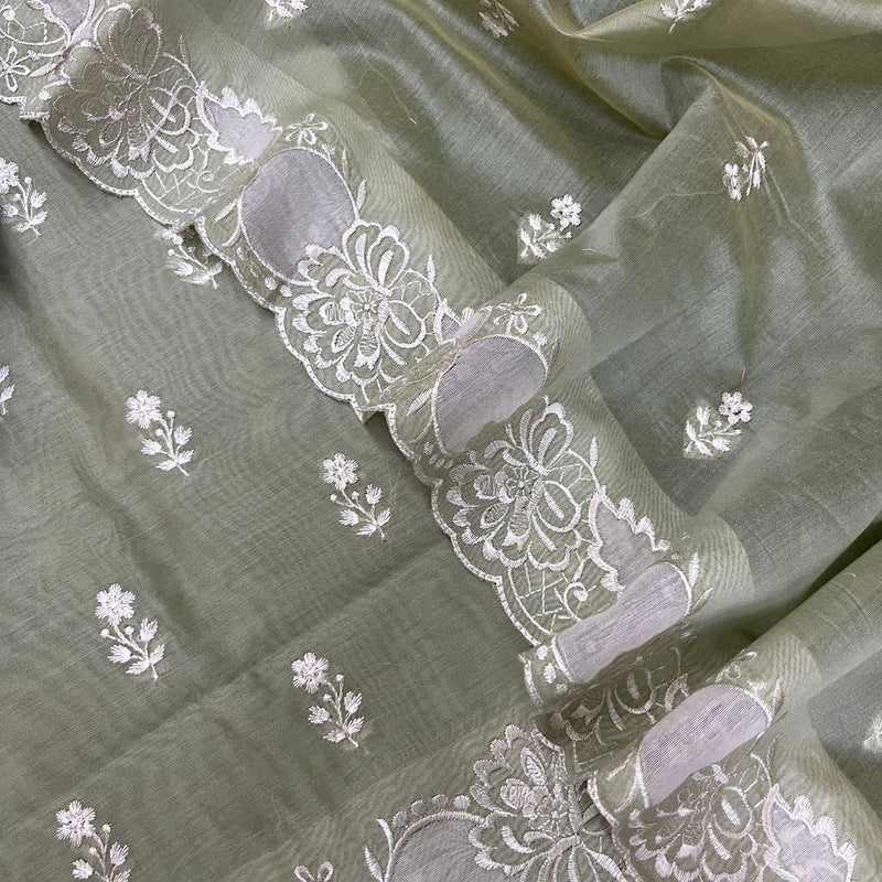 Banarasi Chanderi Appliqué Embroidery Cotton Suit with Dupatta & Bottom