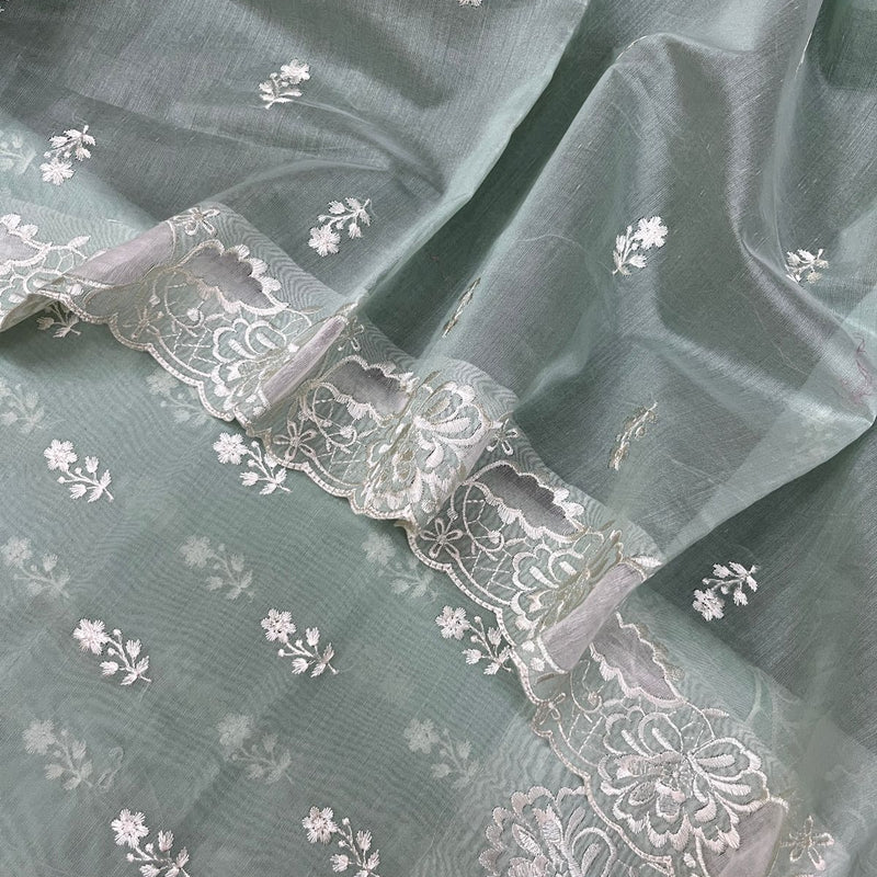 Banarasi Chanderi Appliqué Embroidery Cotton Suit with Dupatta & Bottom