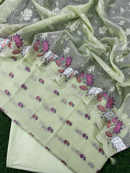 Banarasi Kota Pichwai Embroidery Suit with Dupatta & Cotton Bottom