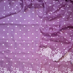 Pure Organza Silk Appliqué Chikankari Embroidered Suit with Dupatta
