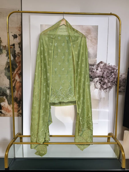 Banarasi Pure Chanderi Silk Suit with Embroidery & Appliqué Work