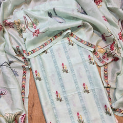 Banarasi Chanderi Silk Printed Suit Set with Dupatta & Bottom