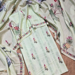 Banarasi Chanderi Silk Printed Suit Set with Dupatta & Bottom
