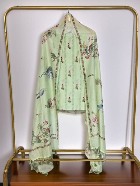 Banarasi Chanderi Silk Printed Suit Set with Dupatta & Bottom