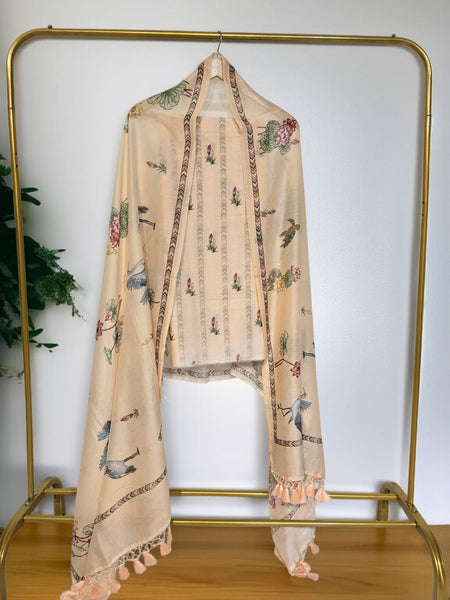 Banarasi Chanderi Silk Printed Suit Set with Dupatta & Bottom