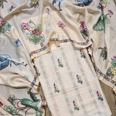 Banarasi Chanderi Silk Printed Suit Set with Dupatta & Bottom