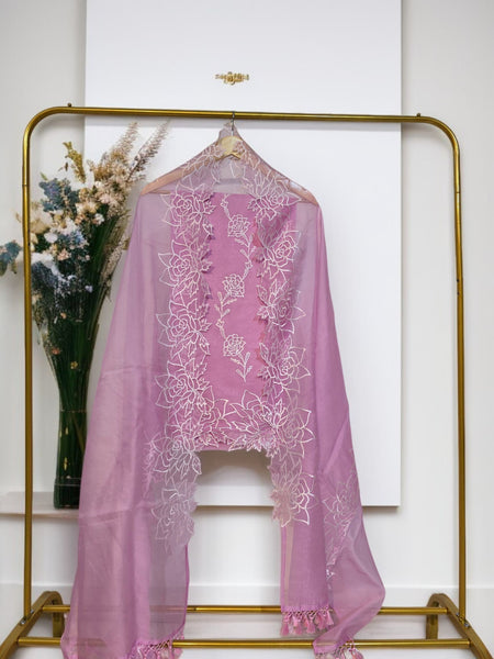 Banarasi Pure Organza Silk Embroidered Suit with Dupatta & Bottom