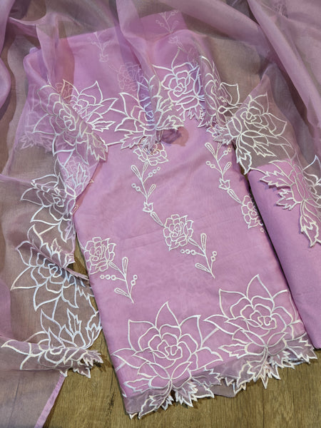 Banarasi Pure Organza Silk Embroidered Suit with Dupatta & Bottom