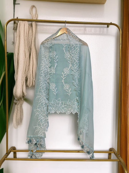 Banarasi Pure Organza Silk Embroidered Suit with Dupatta & Bottom