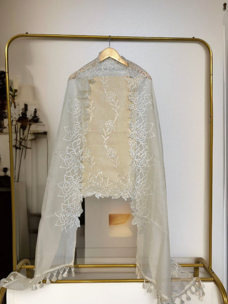 Banarasi Pure Organza Silk Embroidered Suit with Dupatta & Bottom