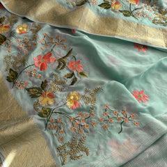 Pure Crepe Silk Banarasi Saree with Multi-Thread Embroidery
