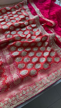 Pure Khaddi Georgette Banarasi Saree with Zardozi, Gotapatti & Pearl Work