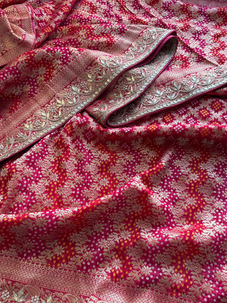 Pure Khaddi Georgette Banarasi Saree with Zardozi, Gotapatti & Pearl Work