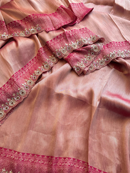 Pure Khaddi Georgette Banarasi Saree with Zardozi & Pearl Work