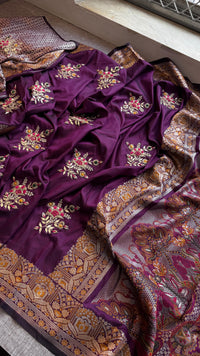 Pure Munga Silk Banarasi Saree with Zardozi, Gotapatti & Pearl Work