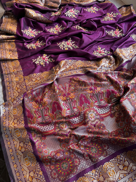 Pure Munga Silk Banarasi Saree with Zardozi, Gotapatti & Pearl Work