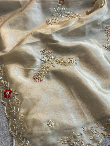 Pure Tissue Handloom Silk Saree with Zardozi, Gotapatti & Sequin Work