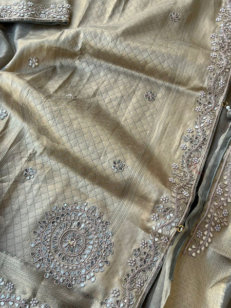Pure Tissue Saree with Zardozi, Gotta Patti & Pearl Handwork