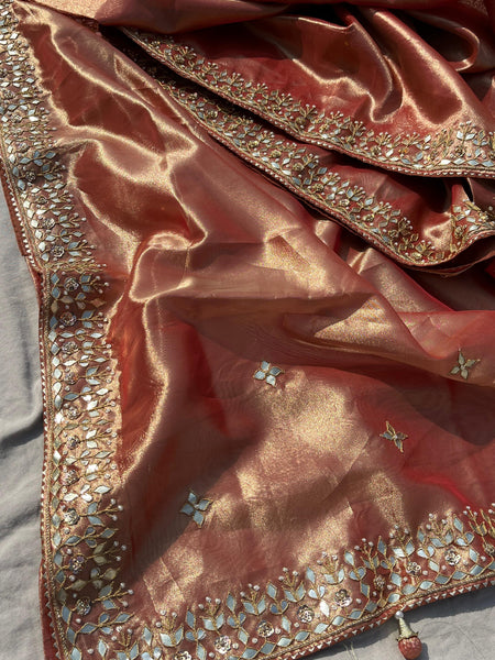 Pure Tissue Handloom Silk Saree with Zardozi & Gota Patti Work