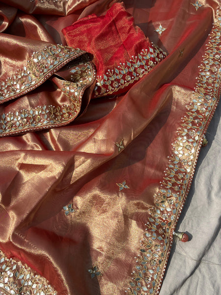 Pure Tissue Handloom Silk Saree with Zardozi & Gota Patti Work