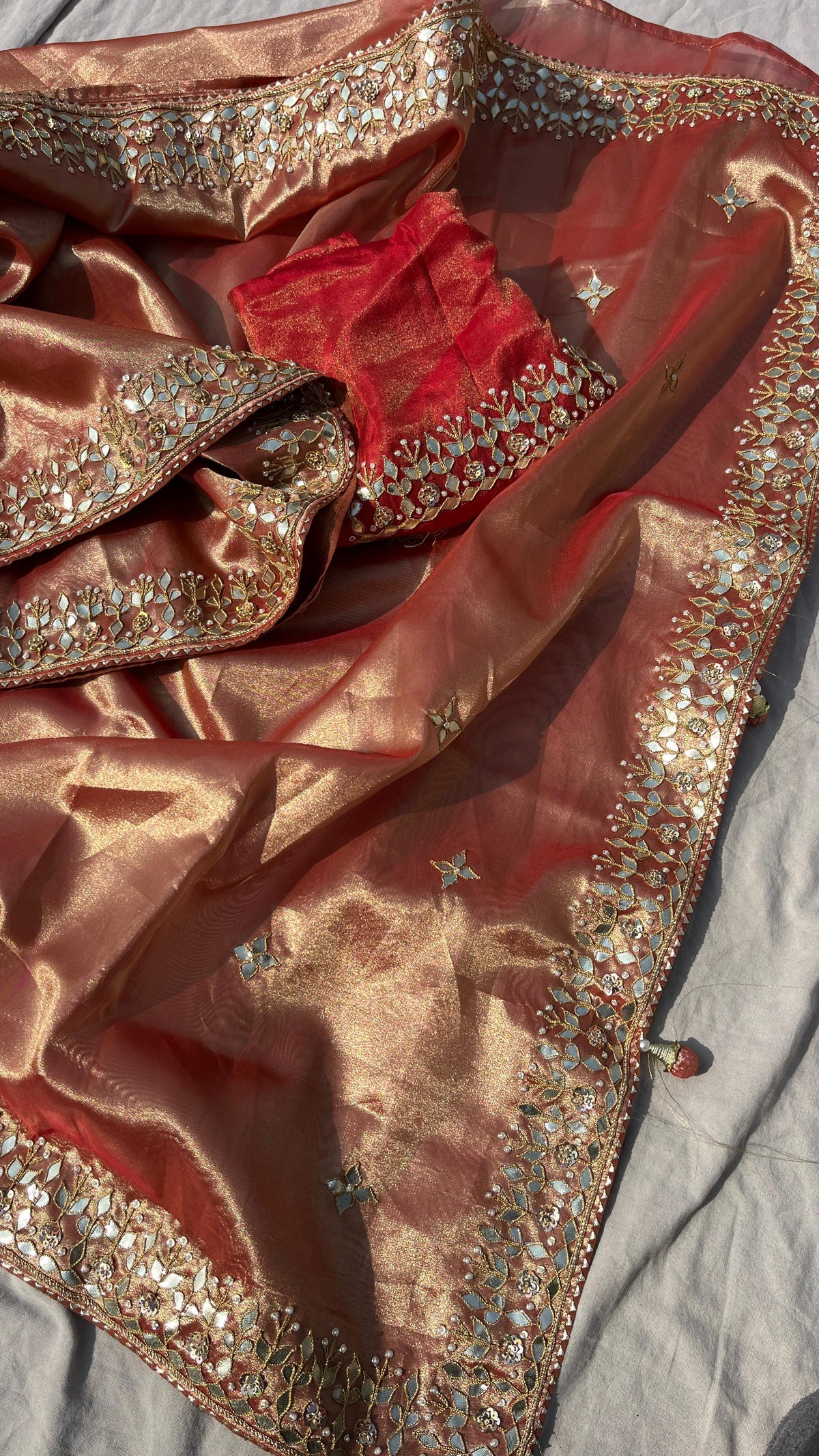 Pure Tissue Handloom Silk Saree with Zardozi & Gota Patti Work