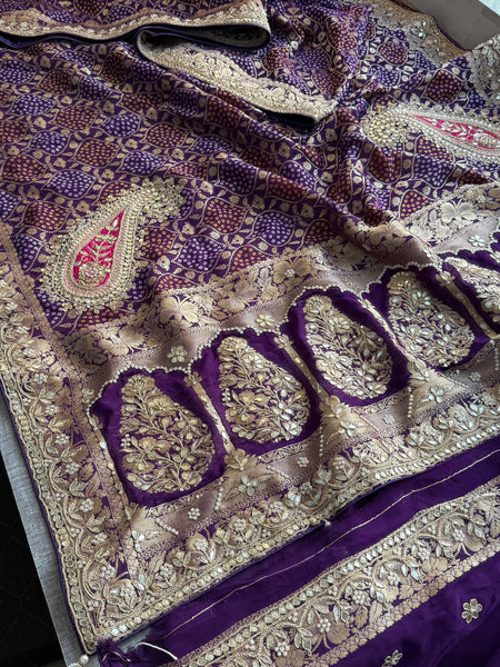 Khaddi Georgette Banarasi Saree with Gotapatti & Pearl Work