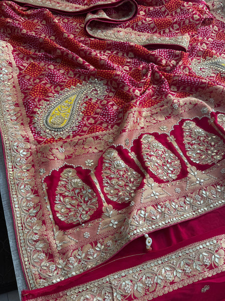 Khaddi Georgette Banarasi Saree with Gotapatti & Pearl Work
