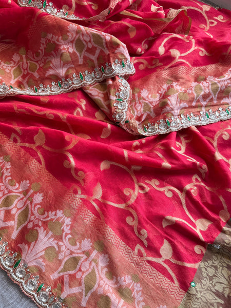 Kora Patola Banarasi Saree with Zardozi & Anchor Work