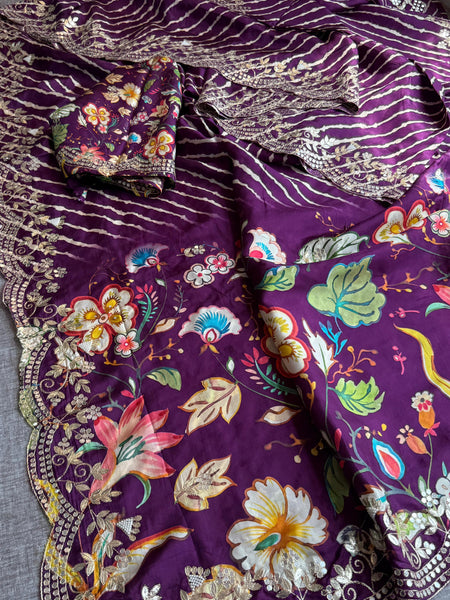 Munga Crepe Silk Saree with Kasab & Gotapatti Detailing
