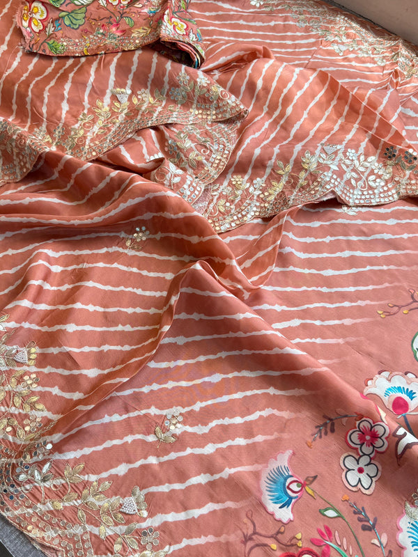 Munga Crepe Silk Saree with Kasab & Gotapatti Detailing