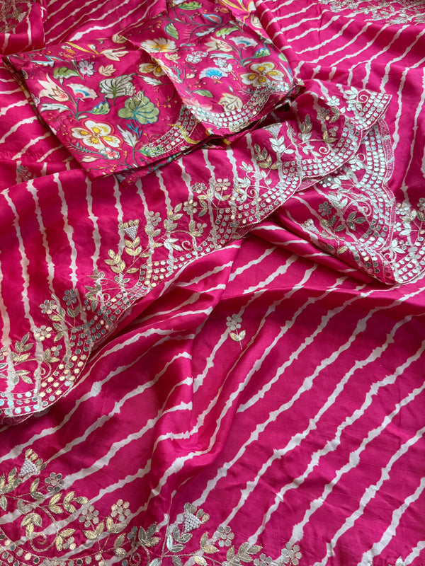 Munga Crepe Silk Saree with Kasab & Gotapatti Detailing