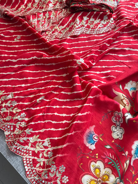 Munga Crepe Silk Saree with Kasab & Gotapatti Detailing
