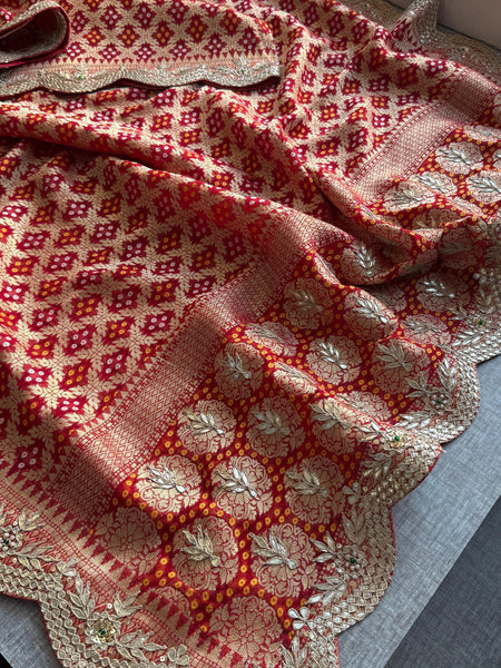 Banarasi Khaddi Georgette Saree with Zardozi & Sequins