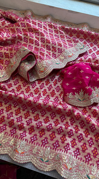 Munga Silk Banarasi Saree with Pearl, Resham & Kutdana