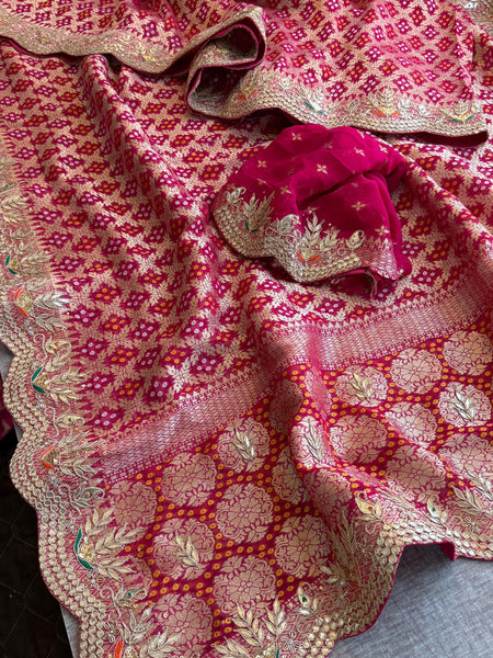 Munga Silk Banarasi Saree with Pearl, Resham & Kutdana