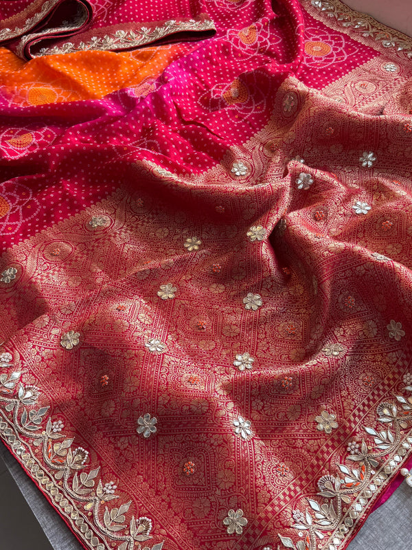 Munga Silk Banarasi Saree with Pearl, Resham & Kutdana