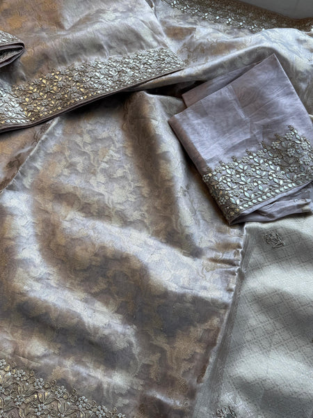Tissue Handloom Banarasi Silk Saree with Gotapatti & Pearl